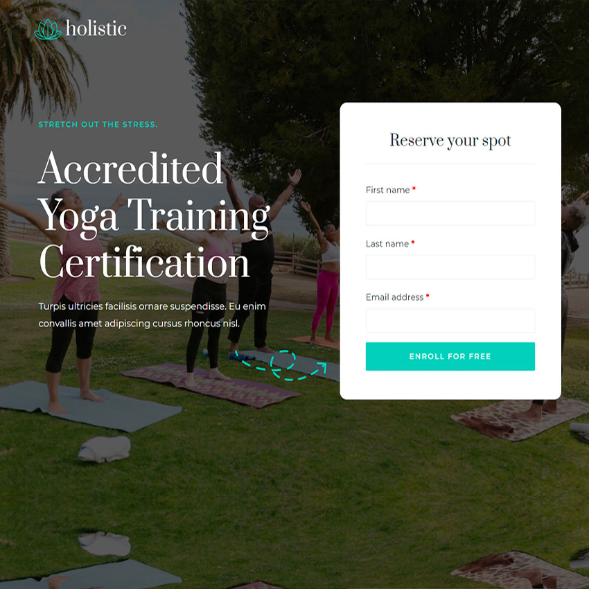 Landing Page For Yoga Courses